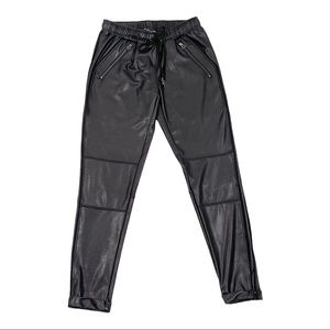 Black Leather Jogger Pants